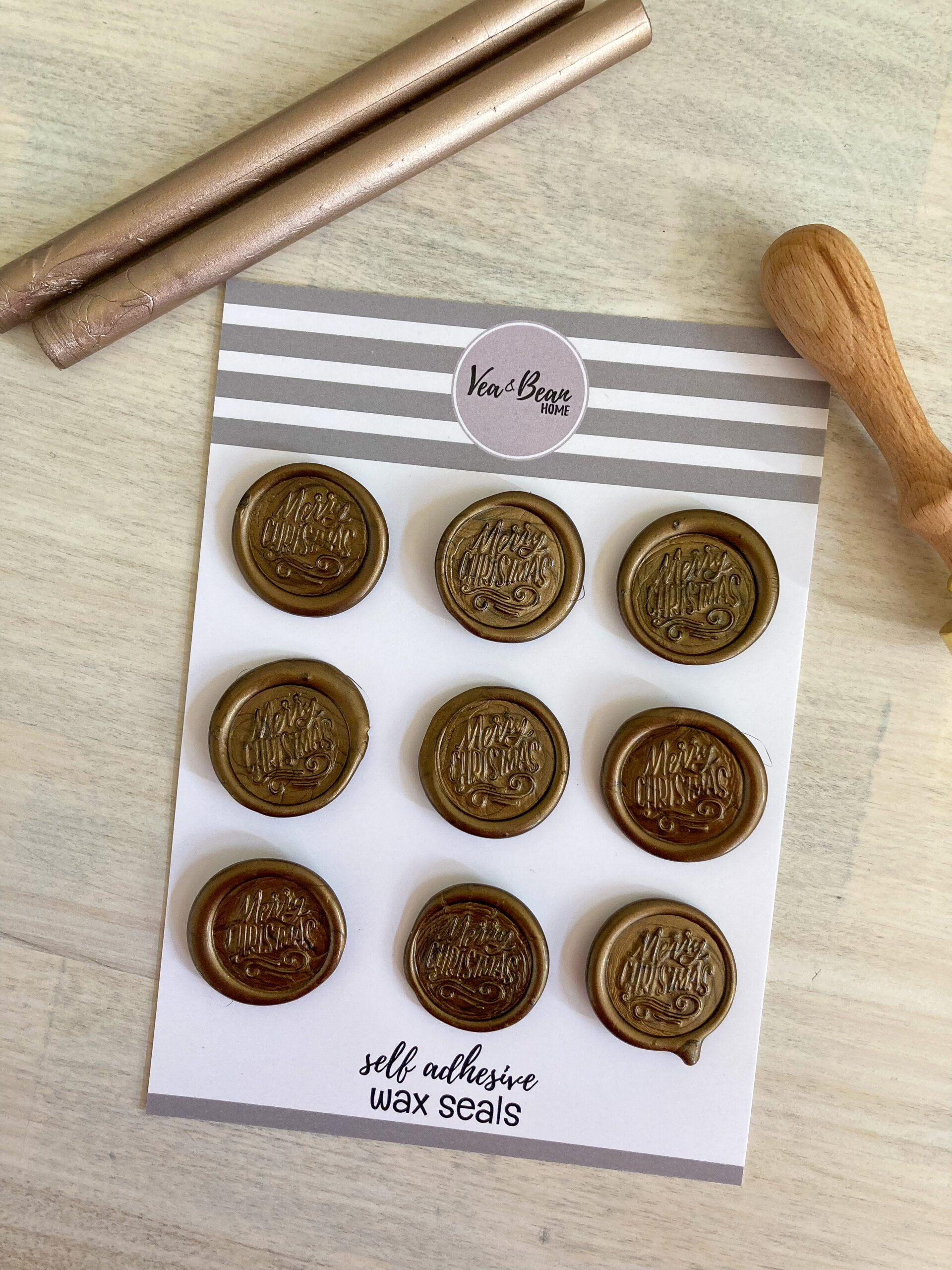Cursive Merry Christmas Wax Seal Stickers - Self Adhesive - Multiple Colors  - Peel and Stick • Vea & Bean